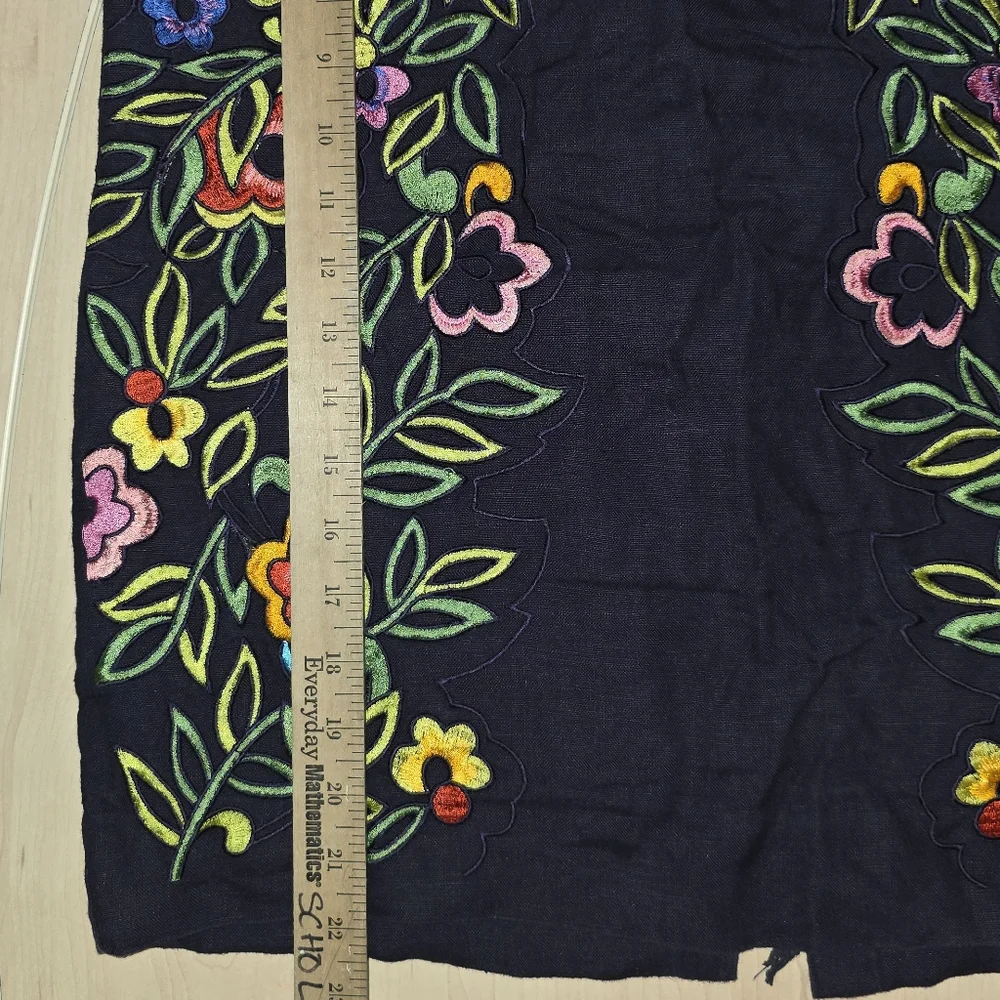 Moulinette Soeurs Navy Skirt with Colorful Floral Embroidery - Picture 5 of 6
